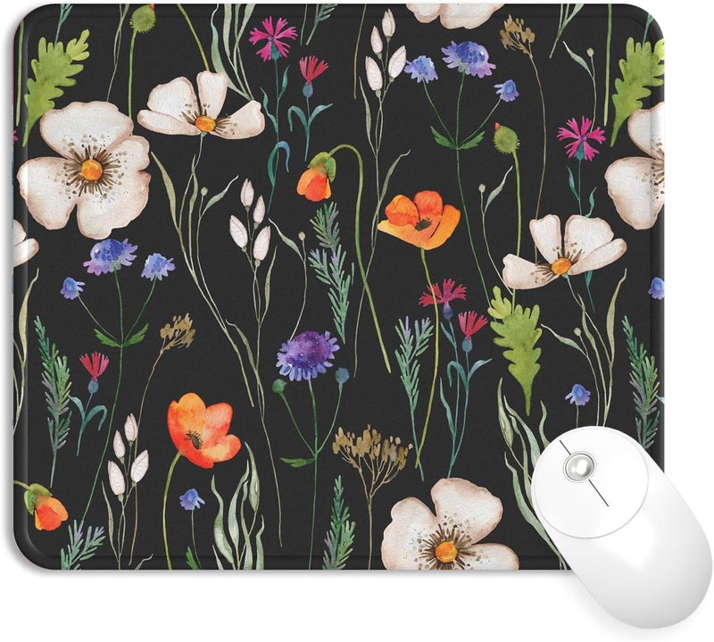 eulps Mouse Pad with Stitched Edge, Multiple Patterns Computer Mouse Pads with Non-Slip Rubber Base, Washable Cloth Mousepad, for Gaming, Laptop, PC (Wildflower Night) - Image 1